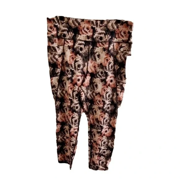 Jones New York Sport Floral Leggings Womens 2X Plus Size High Waist Pockets New - Picture 2 of 6